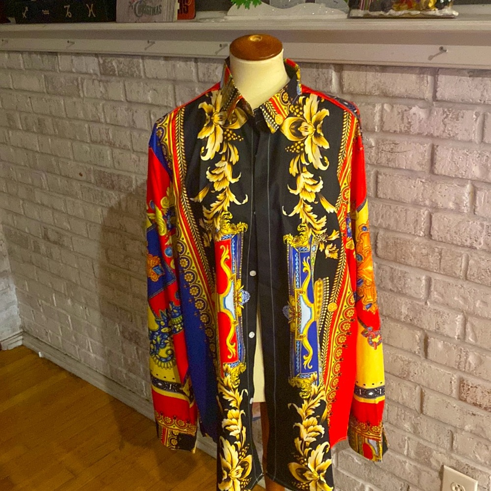 Franco P Collezione di capi Versace style vintage silky button down new size xl